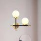 Frendorf | 2-Birnen Milchglas Wandleuchte Modern Schwarze Doppelte Kugel Wohnzimmer Wandlampe mit Kreuzdesign