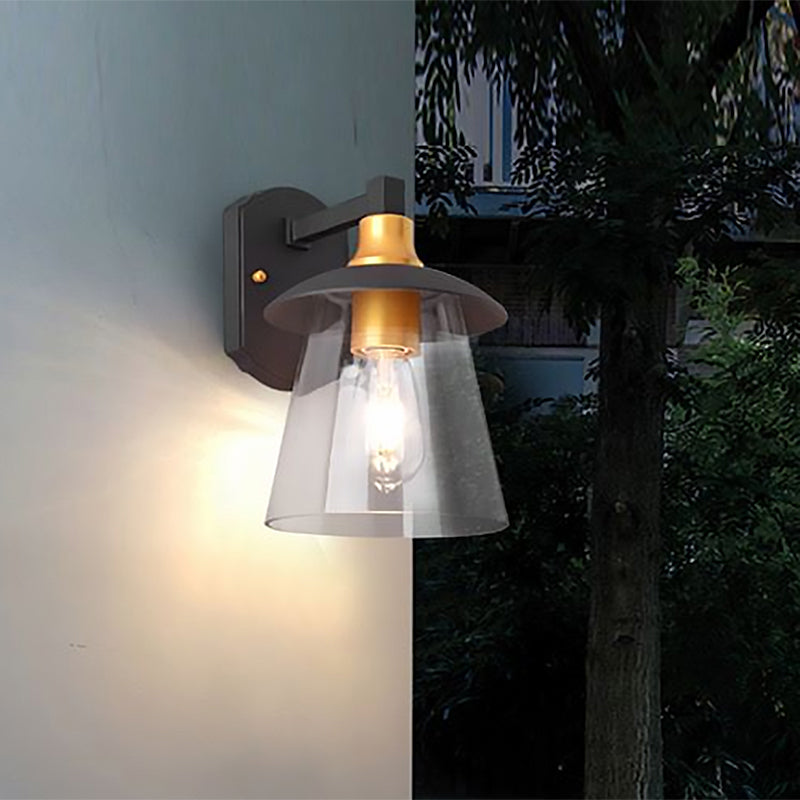 Frendorf | Klarglas Schwarze Wandlampe Beleuchtung Zylinder/Halbkreis/Rechteck 1-Licht Industrie Lichtarmatur, 6"/8" Breit
