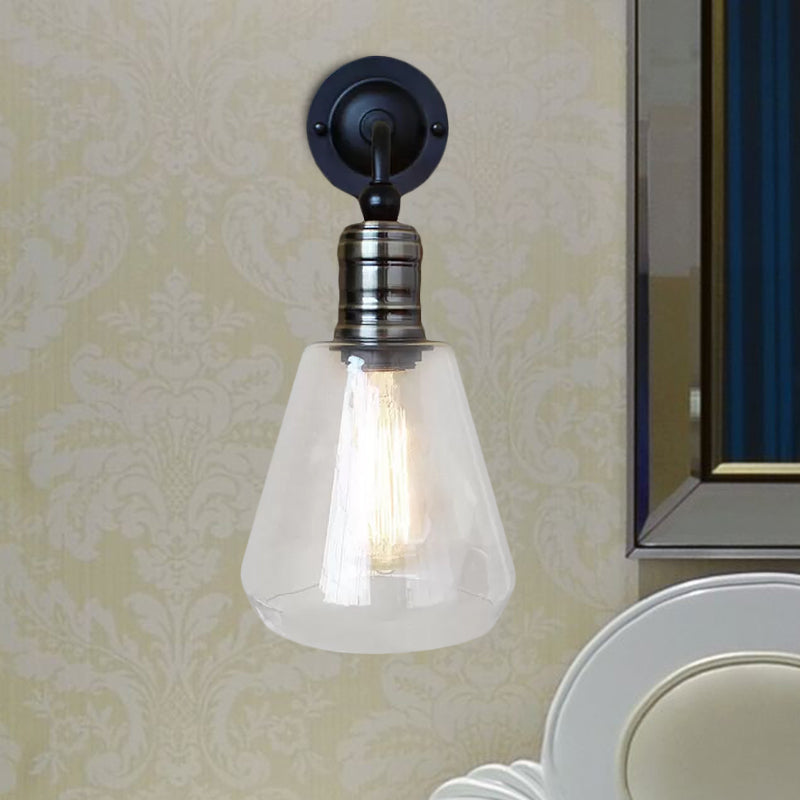 Frendorf | Rustieke Stijl Taperen Shade Wandverlichting Fixture Enkel Glanshelder Glas Wandlamp in Zwart voor Keuken