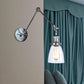 Frendorf | Tapered Bijzet Wandlamp Antiek Helder Glas 1 Licht Zwart/Zilver/Messing Wandlamp met Swingarm