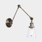 Frendorf | Tapered Bijzet Wandlamp Antiek Helder Glas 1 Licht Zwart/Zilver/Messing Wandlamp met Swingarm