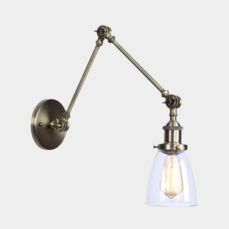Frendorf | Tapered Bijzet Wandlamp Antiek Helder Glas 1 Licht Zwart/Zilver/Messing Wandlamp met Swingarm