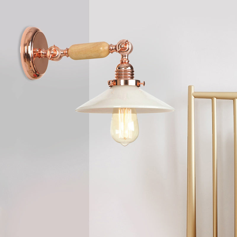 Frendorf | Rose Gold Ein Licht Wandleuchte Industrial Opalglas Kegel Schirm Beleuchtungseinrichtung
