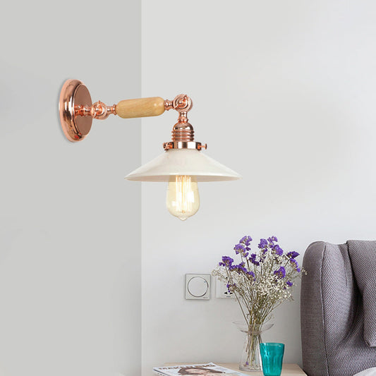 Frendorf | Rose Gold Ein Licht Wandleuchte Industrial Opalglas Kegel Schirm Beleuchtungseinrichtung