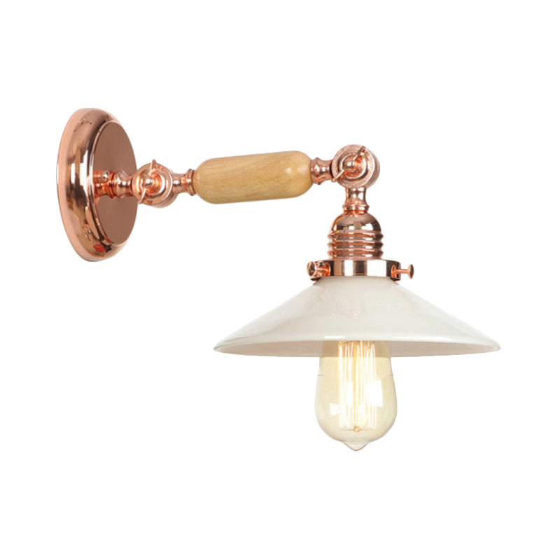 Frendorf | Rose Gold Ein Licht Wandleuchte Industrial Opalglas Kegel Schirm Beleuchtungseinrichtung