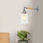 Frendorf | 1 Licht Klar Texturiertes Glas Wand Scone Licht Vintage Chrom Glocke Wohnzimmer Beleuchtung Fixture, 8"/4"/6" Breit Holzarm