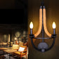 Frendorf | Loft Style Open Bulb Wandverlichting 2 Lichten Manila Touw en Metaal Wandlamp in Zwart voor Woonkamer
