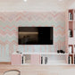 Frendorf | Volle Grootte Geometrieën Muurbehang voor Woonkamer in Roze en Blauw, Vlekbestendig