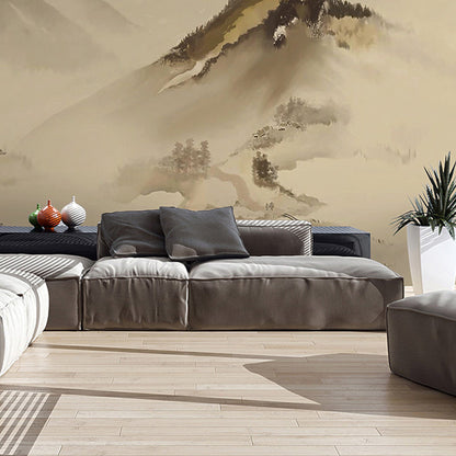 Frendorf | Whole Illustration Mountain Muur voor Accentmuur, Pastelbruin, Op Maat Gemaakt
