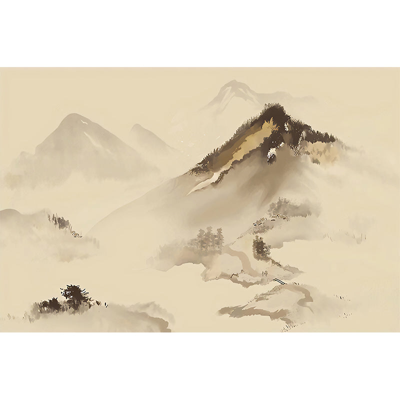 Frendorf | Whole Illustration Mountain Muur voor Accentmuur, Pastelbruin, Op Maat Gemaakt