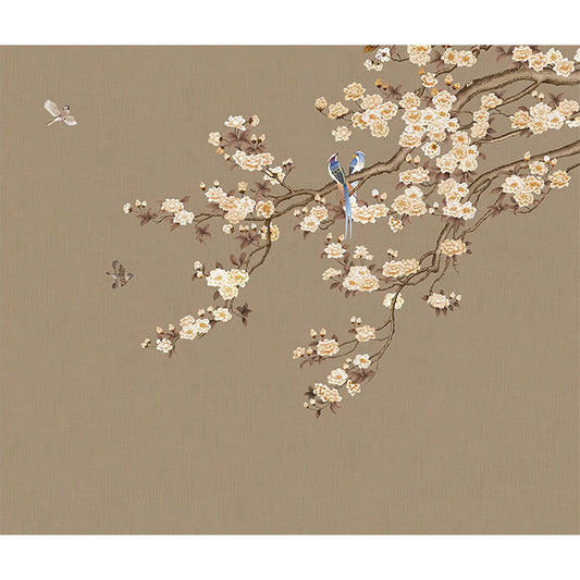 Frendorf | Braune und rosa Blüten Tapete Dekorative Wandkunst für Café und Wohnzimmer