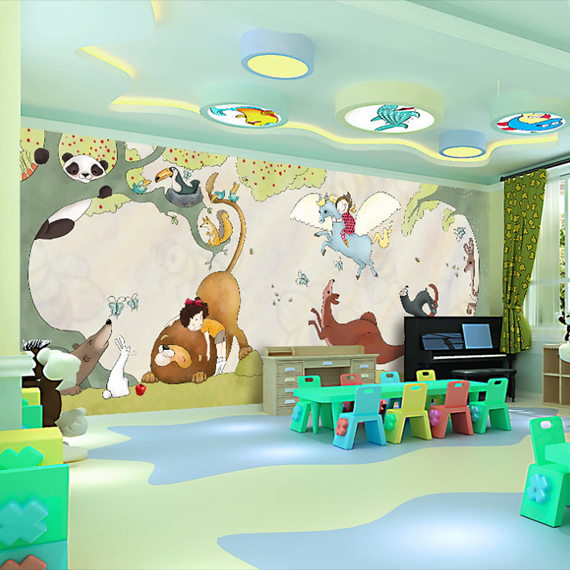 Illustration Cartoon Tier Wandbild für Kinder 3D Effekt Wandverkleidung für das Kinderzimmer