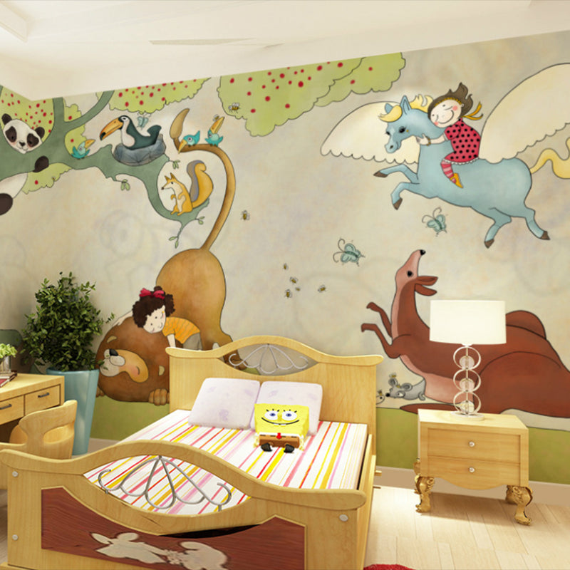 Illustration Cartoon Tier Wandbild für Kinder 3D Effekt Wandverkleidung für das Kinderzimmer