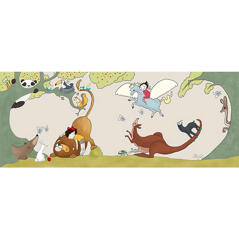 Illustration Cartoon Tier Wandbild für Kinder 3D Effekt Wandverkleidung für das Kinderzimmer
