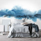 Frendorf | Volle grootte moderne wandkunst blauwe en witte wolken mu wallpaper, aangepaste maat beschikbaar