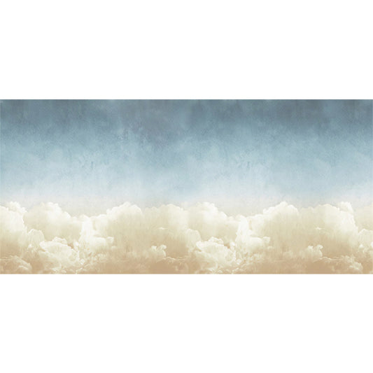 Frendorf | Blauwe en Beige Cloud Muurverf Vlekbestendige Wandbekleding voor Gastenkamer