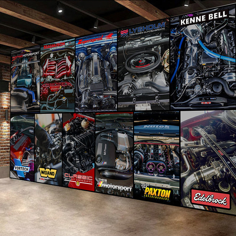 Coole Rennwagen Wandkunst in Schwarz und Grau Club Wandmural, Personalisierte Größe Verfügbar