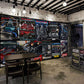 Coole Rennwagen Wandkunst in Schwarz und Grau Club Wandmural, Personalisierte Größe Verfügbar