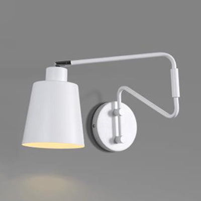 Frendorf | 1 Leuchtendes Wandlicht Moderne Stil Bucket Metall Wandleuchte mit verstellbarem Arm in Weiß für Flur