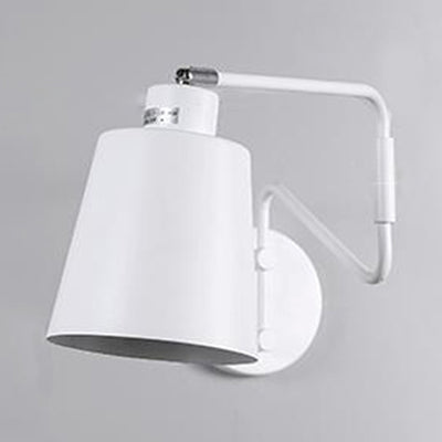 Frendorf | 1 Leuchtendes Wandlicht Moderne Stil Bucket Metall Wandleuchte mit verstellbarem Arm in Weiß für Flur