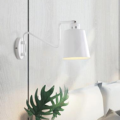 Frendorf | 1 Leuchtendes Wandlicht Moderne Stil Bucket Metall Wandleuchte mit verstellbarem Arm in Weiß für Flur
