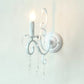 Frendorf | Metalen kaarsenhouder met kristaldecoratie 1 kop traditionele wandlamp in wit voor gang