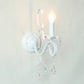Frendorf | Metalen kaarsenhouder met kristaldecoratie 1 kop traditionele wandlamp in wit voor gang