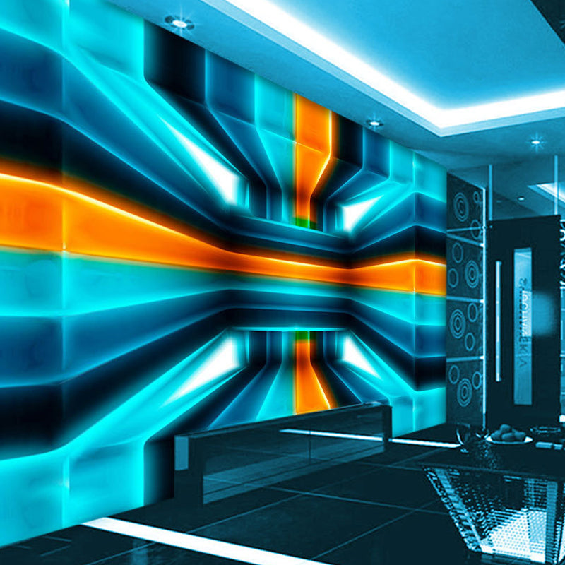 Frendorf | 3D Effect Space Capsule Mural Wallpaper für Besprechungsraumdekoration, Dunkle Farbe, Personalisierte Größe erhältlich