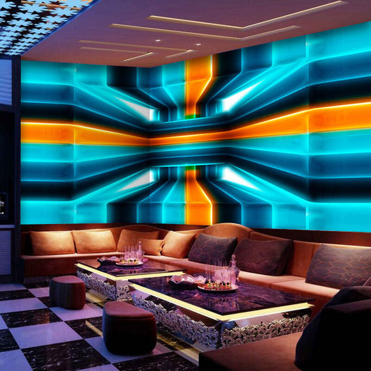 Frendorf | 3D Effect Space Capsule Mural Wallpaper für Besprechungsraumdekoration, Dunkle Farbe, Personalisierte Größe erhältlich
