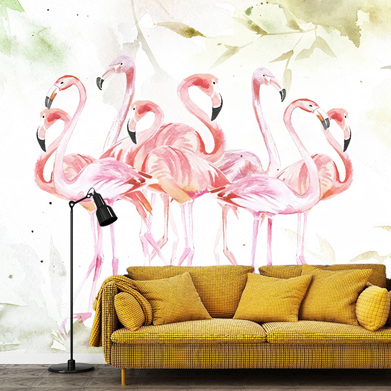 Frendorf | Benutzerdefinierte Illustration Frisches Wandtapete für Akzentwand mit Flamingo-Muster in Pink