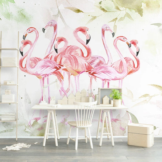 Frendorf | Benutzerdefinierte Illustration Frisches Wandtapete für Akzentwand mit Flamingo-Muster in Pink
