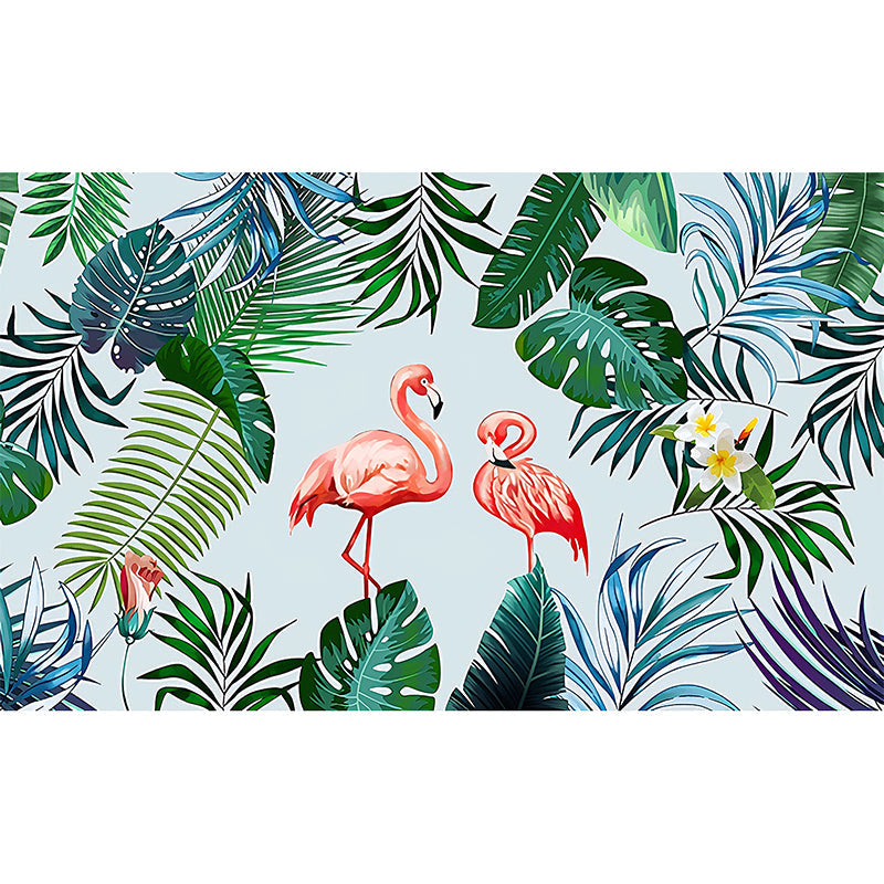 Frendorf | Hele Simpele Wandmuur Muurdecoratie Roze en Groene Flamingo en Bananenblad Muurkunst, Op-Maat-Geprint