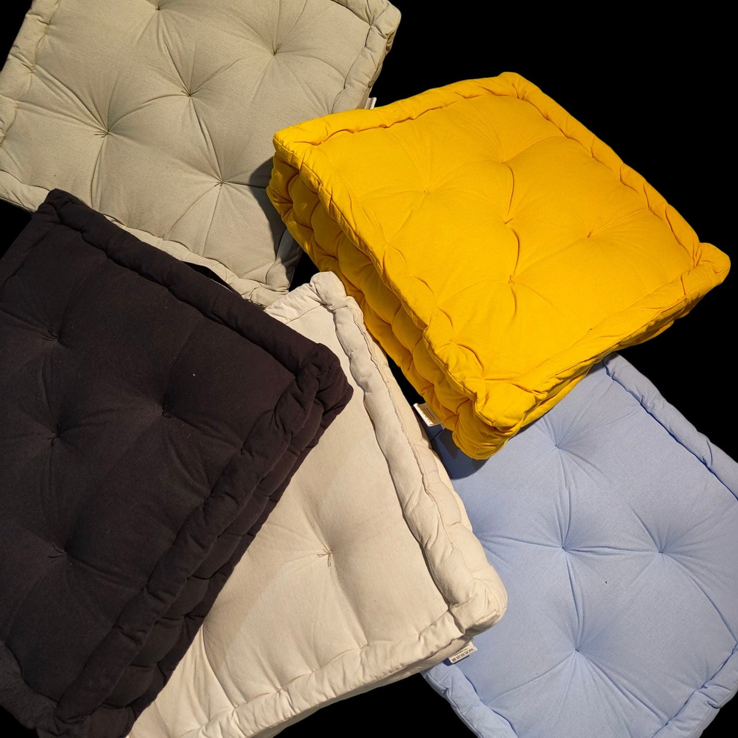 Frendorf | Plüsch rechteckiges Bodenkissen 45x45x10cm - Weiches Baumwolle Aqua Grau Kissen für komfortables Sitzen und Dekor