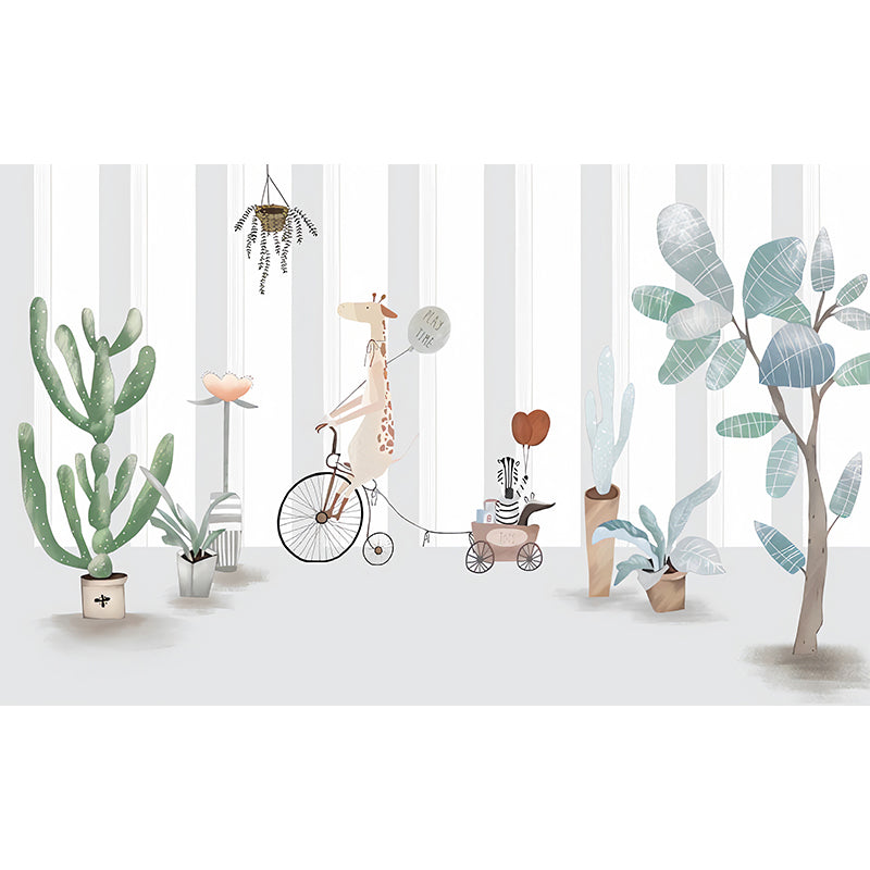 Frendorf | Schöne Cactus Wandbildertapete für das Kinderzimmer, Grün und Grau, Personalisierte Größe erhältlich