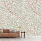 Frendorf | Beige und grüne Pflanzenmural personalisierte Größe Blätter Wandverkleidung für Akzentwand