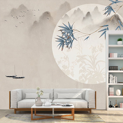 Frendorf | Blauwe en Bruine Bamboe Muur Wallpaper Vlekbestendige Wandbekleding voor Thuisdecoratie
