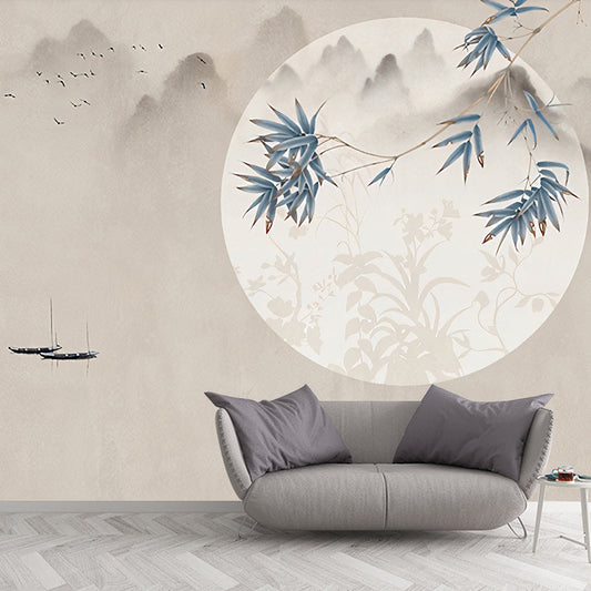 Frendorf | Blauwe en Bruine Bamboe Muur Wallpaper Vlekbestendige Wandbekleding voor Thuisdecoratie