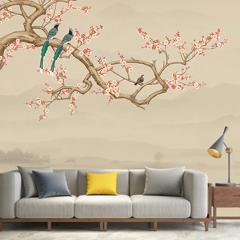 Frendorf | Waterdichte Vogel- en Bloesem Muurpapier Traditionele Wandbekleding voor Woonkamer