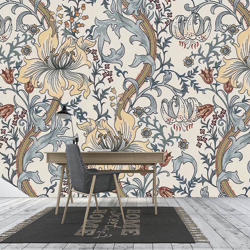 Fleckenschutz Verflochtene Blüten Wandbild Personalisierte Größe Landhausstil Wanddekoration für Akzentwand