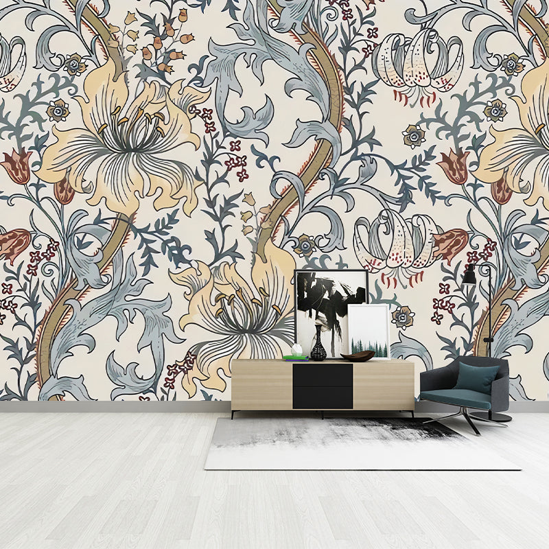 Fleckenschutz Verflochtene Blüten Wandbild Personalisierte Größe Landhausstil Wanddekoration für Akzentwand