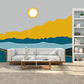 Frendorf | Illustration Sonne und Fluss Wandbild Vollgröße Wandverkleidung für Esszimmer, Maßanfertigung