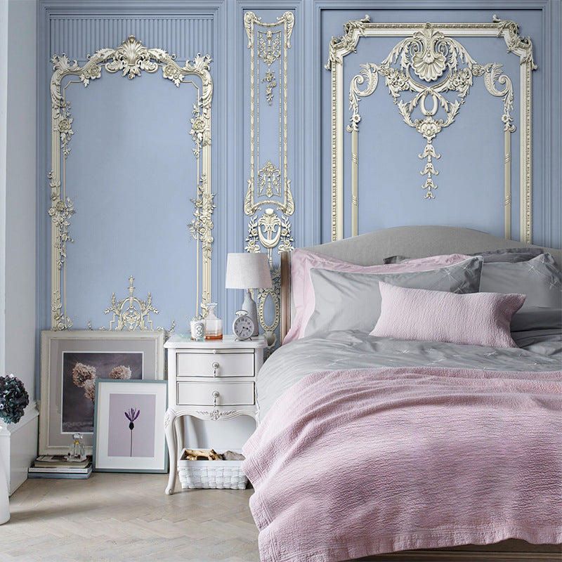 Frendorf | Blauwe Klassieke Wandmuur Decal Aangepaste maat 3D-effect Frame Wanddecoratie voor Gastenkamer Decor
