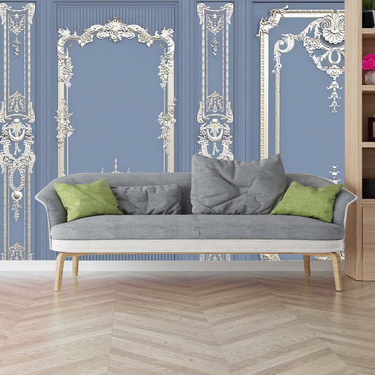 Frendorf | Blauwe Klassieke Wandmuur Decal Aangepaste maat 3D-effect Frame Wanddecoratie voor Gastenkamer Decor