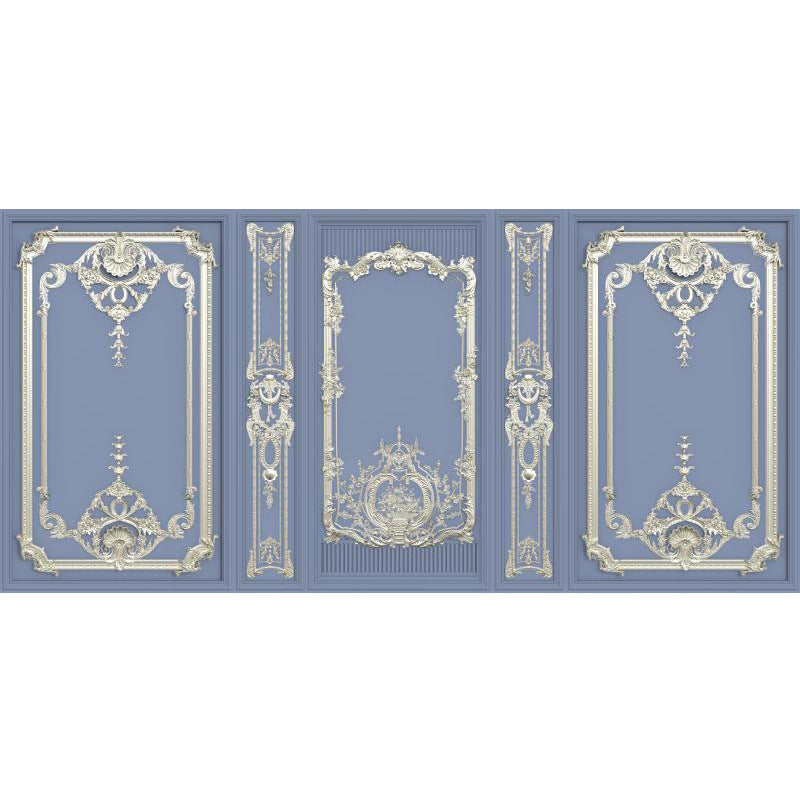 Frendorf | Blauwe Klassieke Wandmuur Decal Aangepaste maat 3D-effect Frame Wanddecoratie voor Gastenkamer Decor
