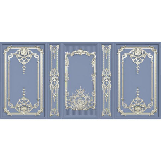 Frendorf | Blauwe Klassieke Wandmuur Decal Aangepaste maat 3D-effect Frame Wanddecoratie voor Gastenkamer Decor