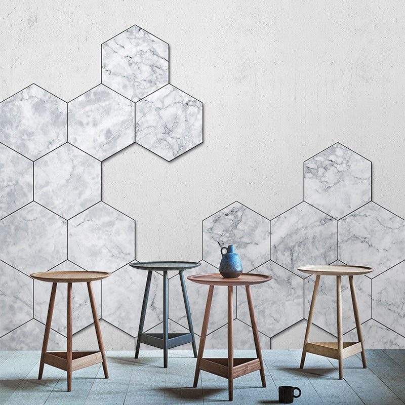 Fotografie Hexagon Wandmural Aufkleber für Akzentwand in Weiß, Personalisierte Größe Verfügbar