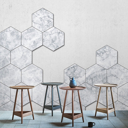 Fotografie Hexagon Wandmural Aufkleber für Akzentwand in Weiß, Personalisierte Größe Verfügbar
