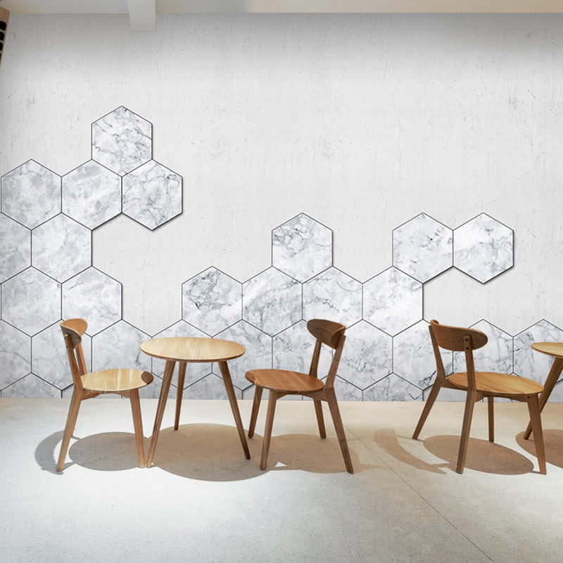 Fotografie Hexagon Wandmural Aufkleber für Akzentwand in Weiß, Personalisierte Größe Verfügbar