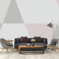 Frendorf | Whole Triangle Mural Wallpaper for Girl's Bedroom Geometries Wall Art in Pink and Grey, Water-Resistant