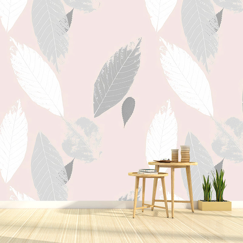Frendorf | Illustration Feder Wandmural Vollformat Wandkunst für das Schlafzimmer von Mädchen in Rosa, Maßgeschneidert